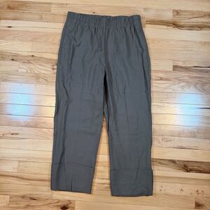 Zara Green Linen Pant Womens L Beachy Coastal Summer Spring Staple Capsule Boho